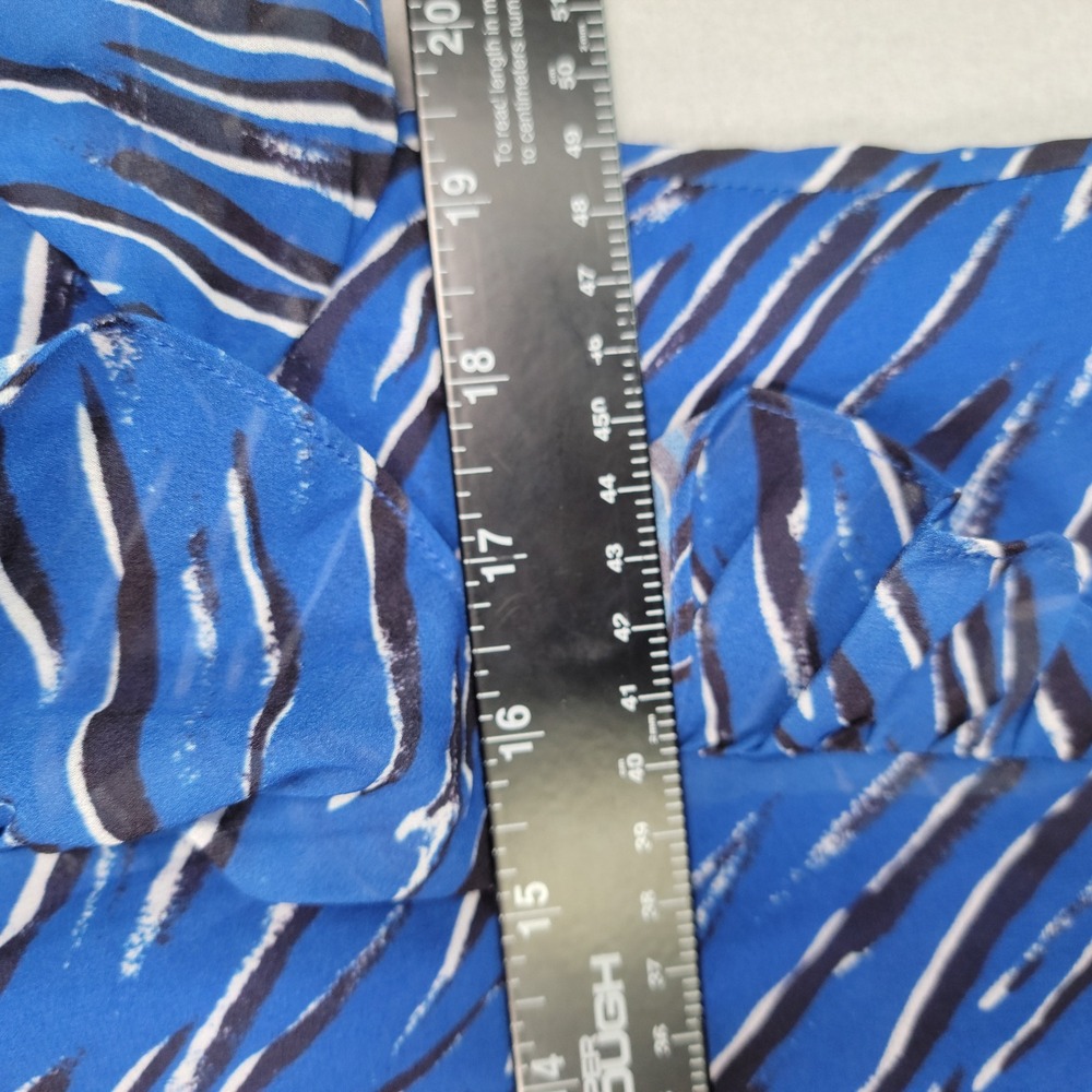 Steve Madden Womens Mock Neck Chiffon Top Blue Zebra Print Ruffle XL NWT - Picture 9 of 13